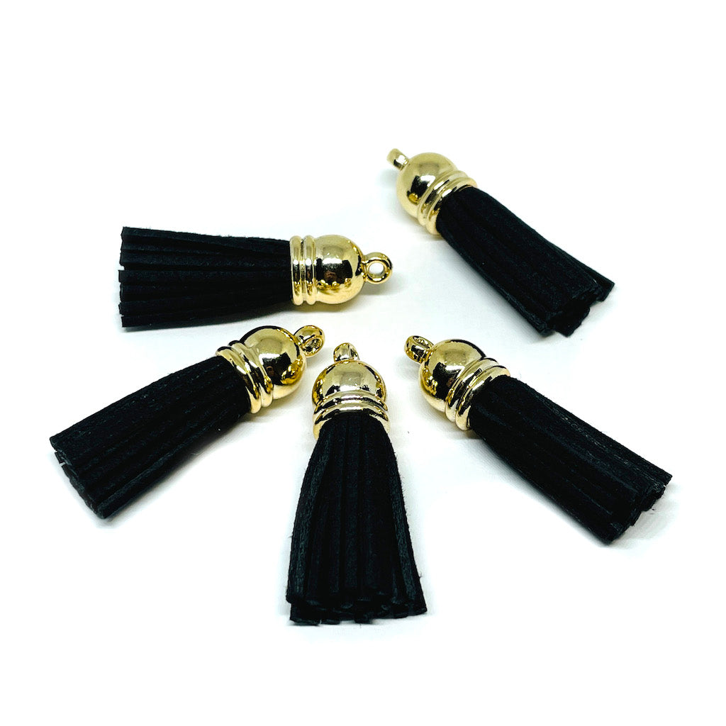 Borla de Gamuza - 4cm - Dorado Negro - 1und