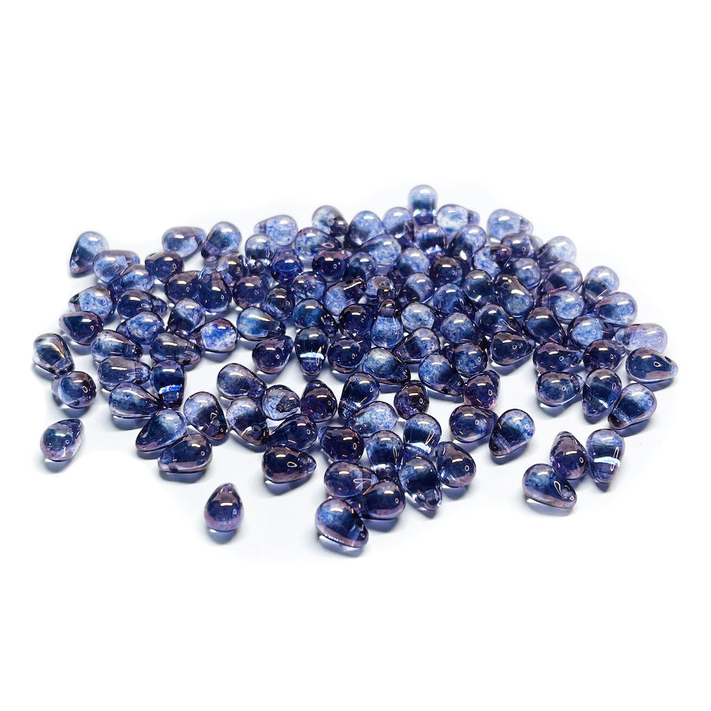 Gota mini de Cristal Checo 6x4mm - 24und - Morado