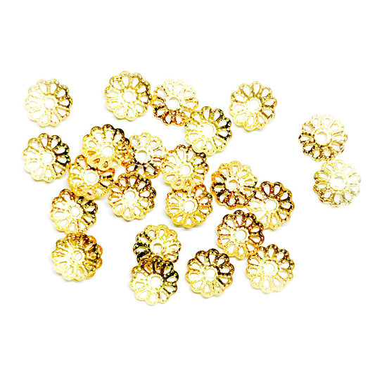 Casquete Flor - 6mm - Dorado - 20und