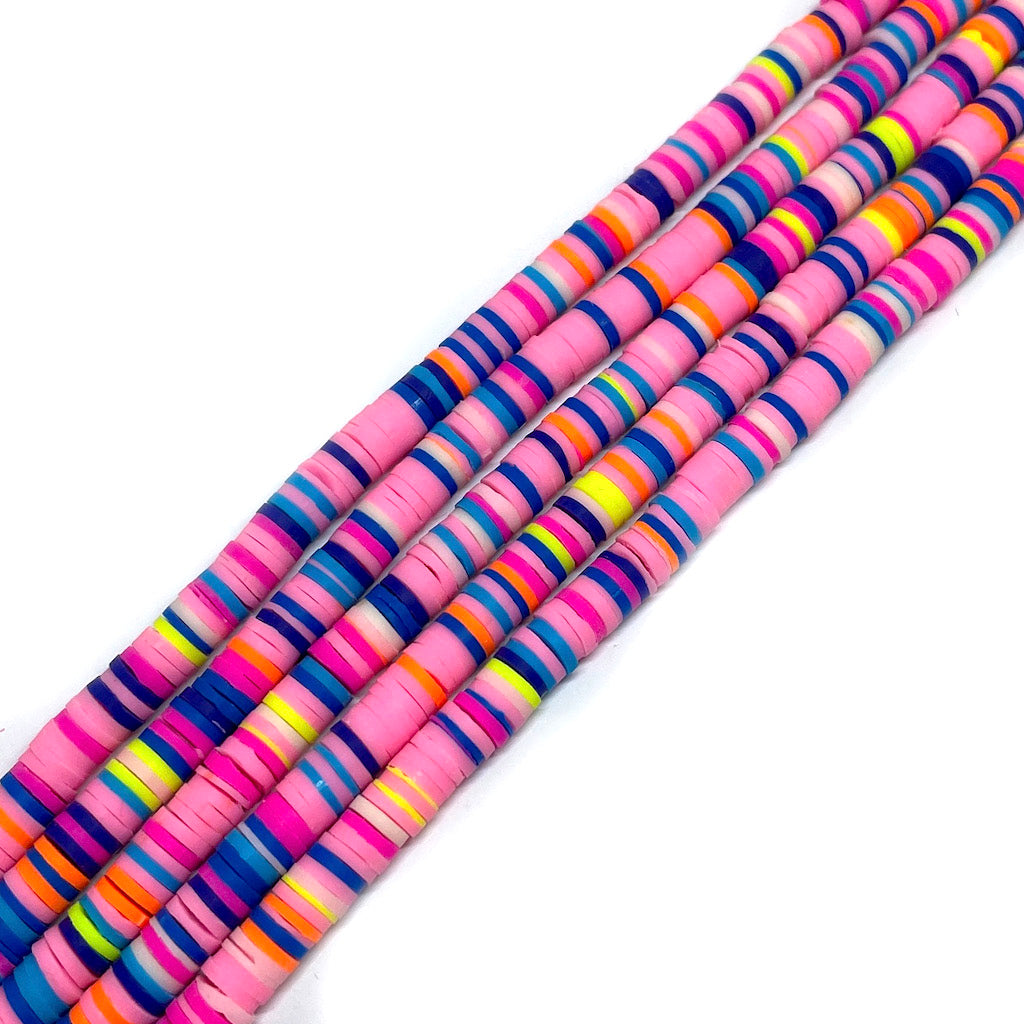 Cuentas de Fimo - 6x1mm - Rosa y azul