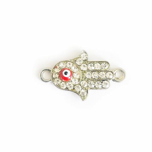 Conector Hamsa con strass Ojo Rojo - 1und