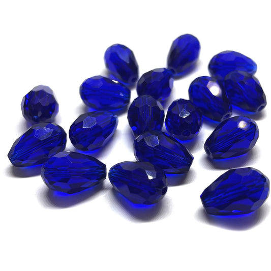 Gotas de Cristal Facetado 15x10mm - Set 8und - Azul