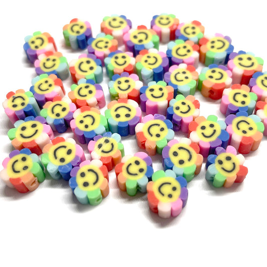 Cuentas Arcilla polimérica - Flor Carita - 9mm - Set 10und