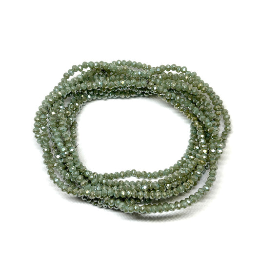Cristal chato Mini Facetado Nro 1 - Verde musgo Brillante