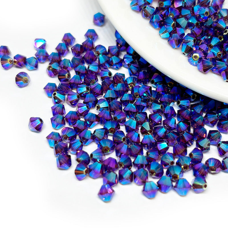 Cristal Tupi Austríaco de 4mm - 15und - Azul y Fucsia