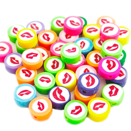 Cuentas Arcilla polimérica - Labios - 9mm - Set 10und