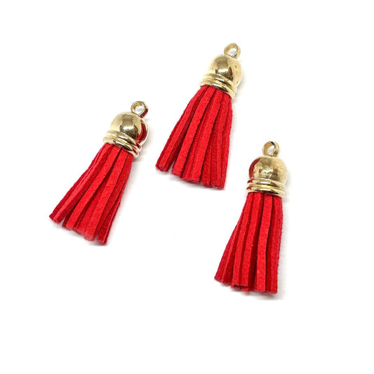 Borla de Gamuza - 4cm - Dorado Rojo - 1und