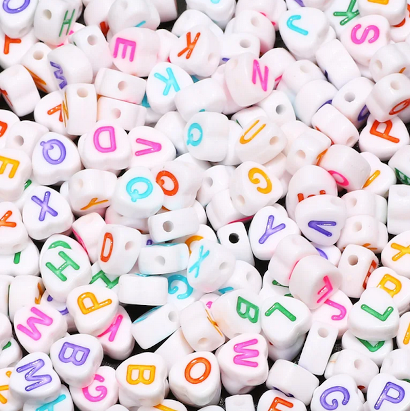 Letras Corazón Acrílicas - 7mm - 10gr. - Multicolor