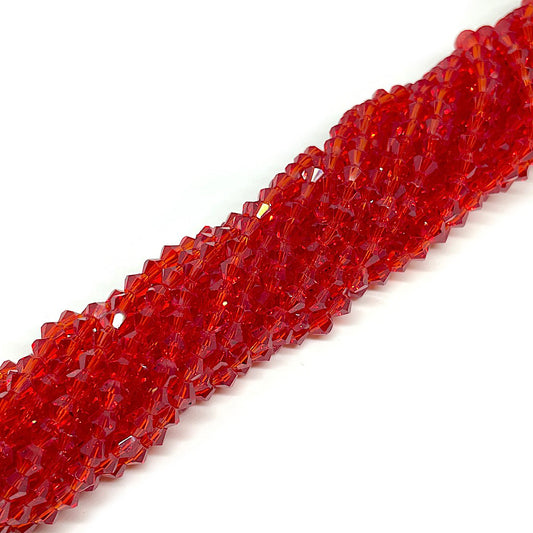 Cristal Tupi-Bicono - 4mm - Rojo Transparente