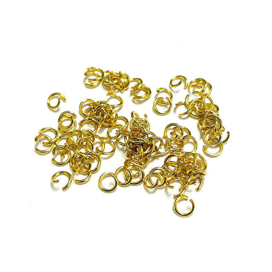 Argollas 4mm - Acero Quirúrgico Dorado - 50 und