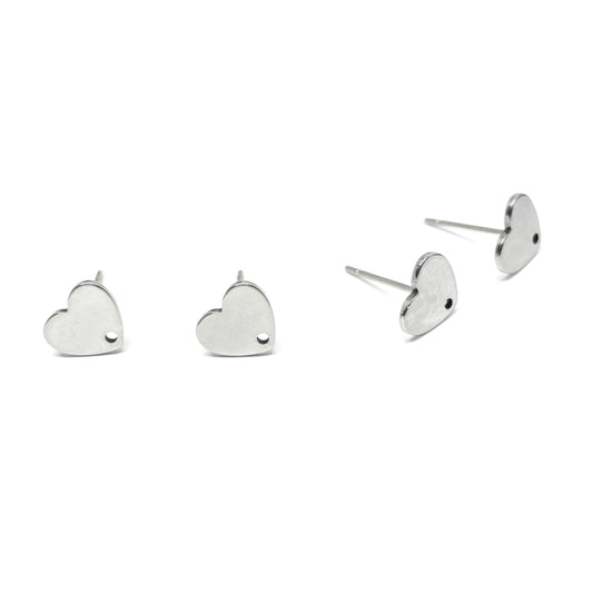 Base Aros Corazón 8mm - Acero Quirúrgico - 2 pares