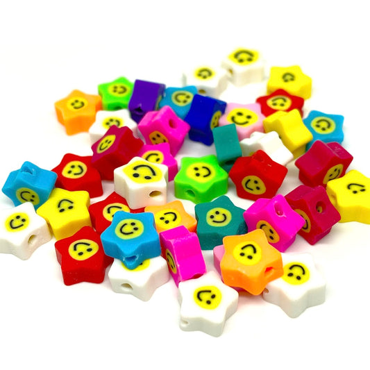 Cuentas Arcilla polimérica - Estrella Smile - 9mm - Set 10und