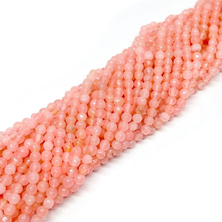 Ágata Facetada - 3mm - Rosa Coral