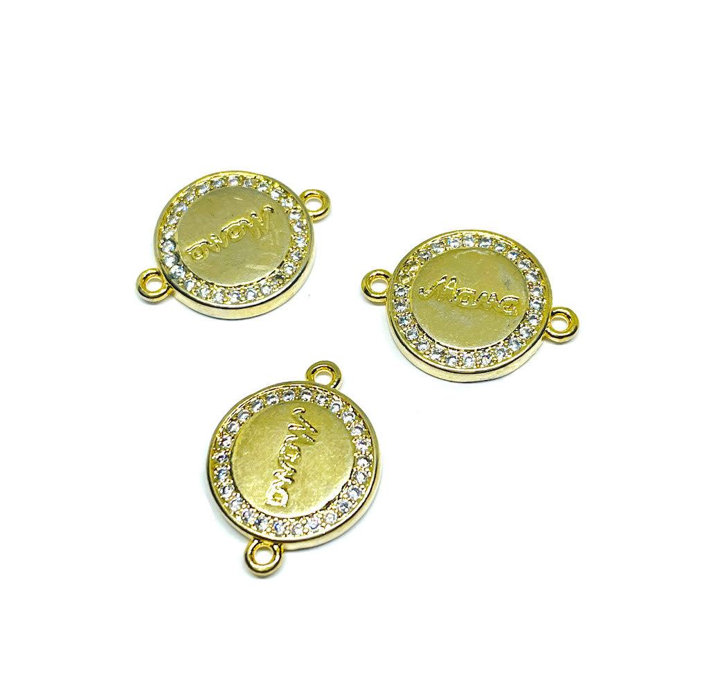 Conector Strass Mama - Baño de Oro - 13mm - 1und