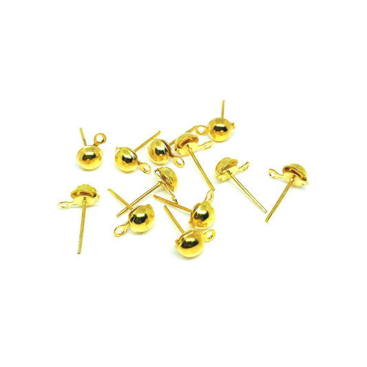 Base Aro Plano con argolla Dorado - 10x4mm - 10 pares