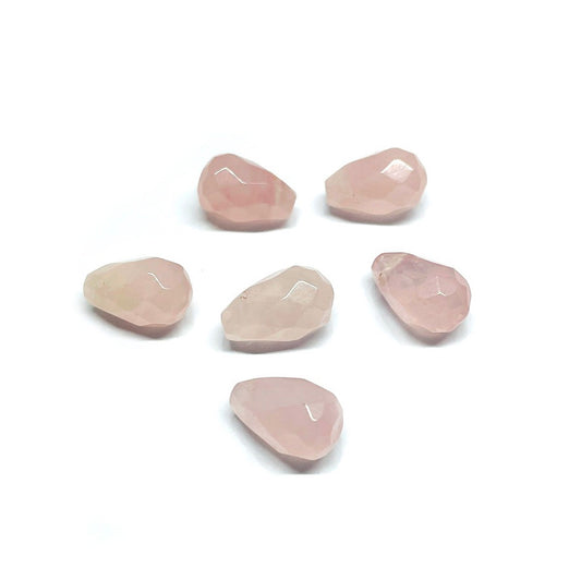 Set gotas de piedra - 12x8mm - Cuarzo Rosado- 6 und