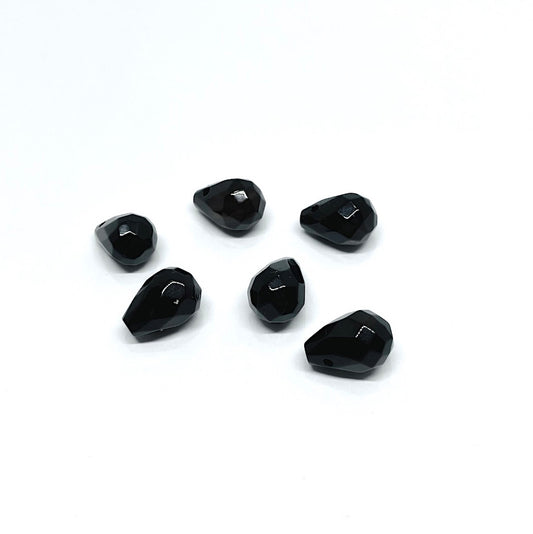 Set gotas de piedra - 12x8mm - Agata negra - 6 und