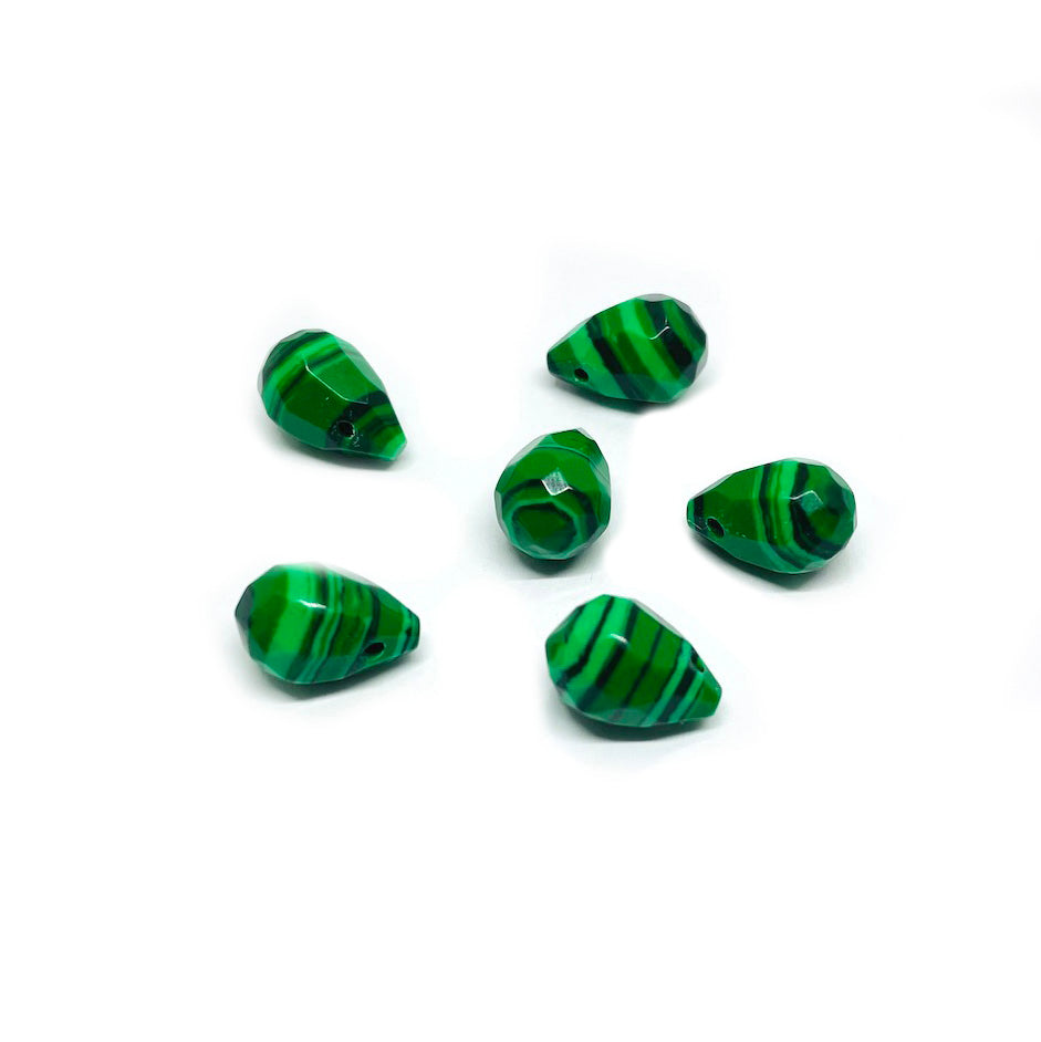 Set gotas de piedra - 12x8mm - Malaquita - 6 und