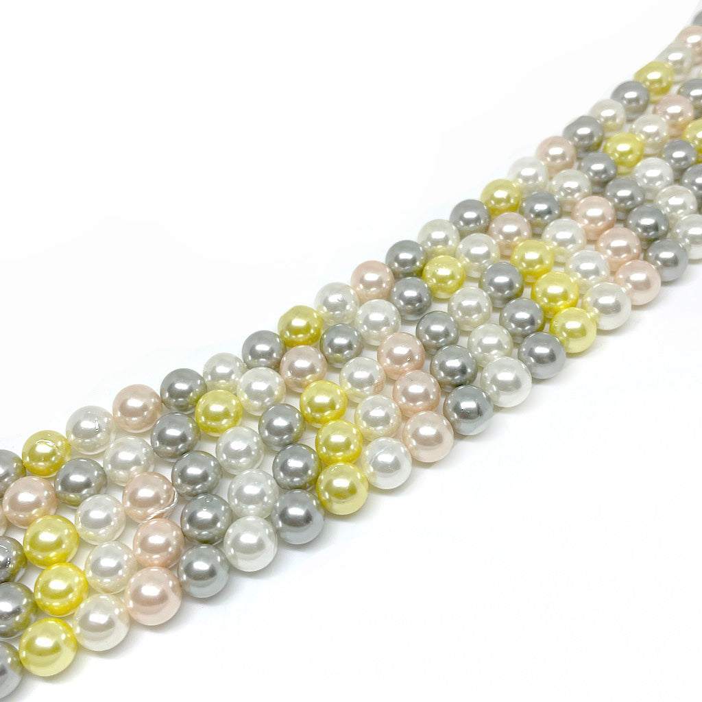 Perla Shell - Tonos Gris y amarillo - 8mm