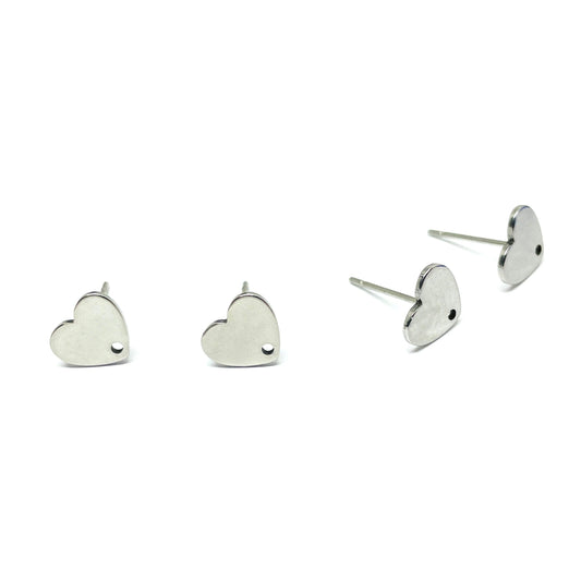 Base Aros Corazón 10mm - Acero Quirúrgico - 2 pares