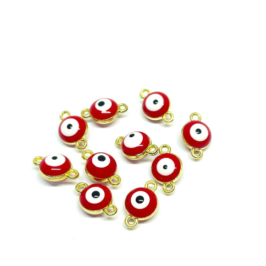 Ojos Turcos Conector Esmaltado - 7mm - Rojo - 1und