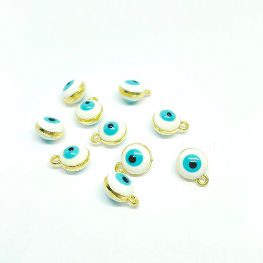 Ojos Turcos Colgante Esmaltado - 7mm - Blanco - 1und