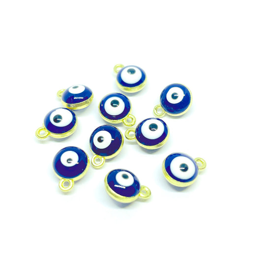 Ojos Turcos Colgante Esmaltado - 7mm - Azul Marino - 1und