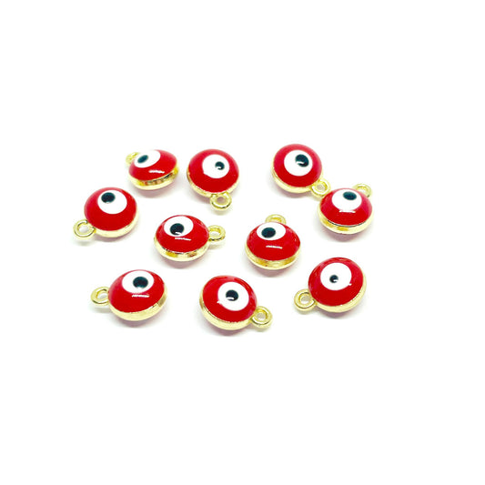 Ojos Turcos Colgante Esmaltado - 7mm - Rojo - 1und