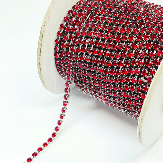 Cadena de Strass 2mm Rojo | Por Metro