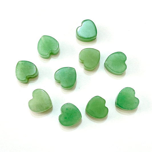 Set de Corazones Planos - 10mm - Jade Verde - 10und