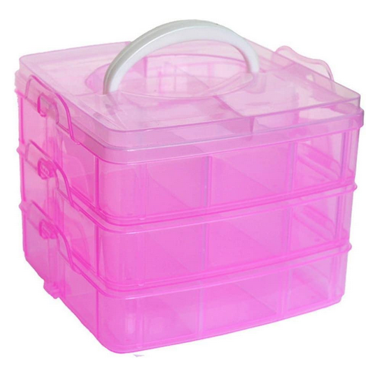 Caja Organizadora Apilable - 3 niveles - Rosado